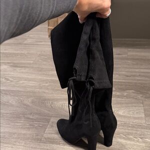 Steve Madden Black Suede Thigh high Heeled Boots